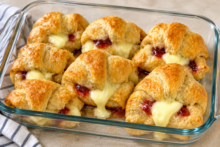 Pieczone mini przekąski z ciasta francuskiego z serem Brie i sosem żurawinowym – tylko 3 składniki
